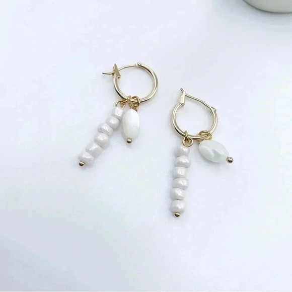 HOOPS Drop Pearl Earrings - Picture 1 of 3